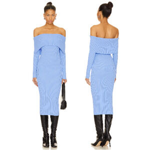 superdown Loraine Off the Shoulder Knit Bodycon Midi Dress Blue Women's Size XS